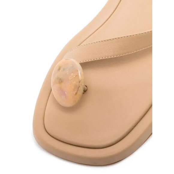 GIA BORGHINI x RHW Plexi Gem Stone Toe Sandals in Taupe 40.5 Womens Wrap Leather - Picture 7 of 15